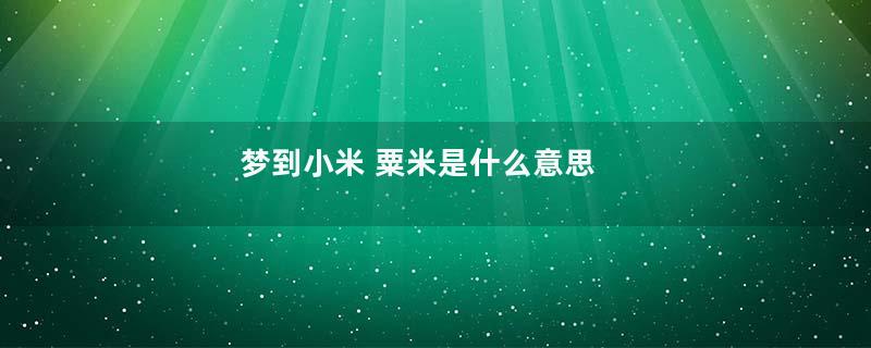 梦到小米 粟米是什么意思
